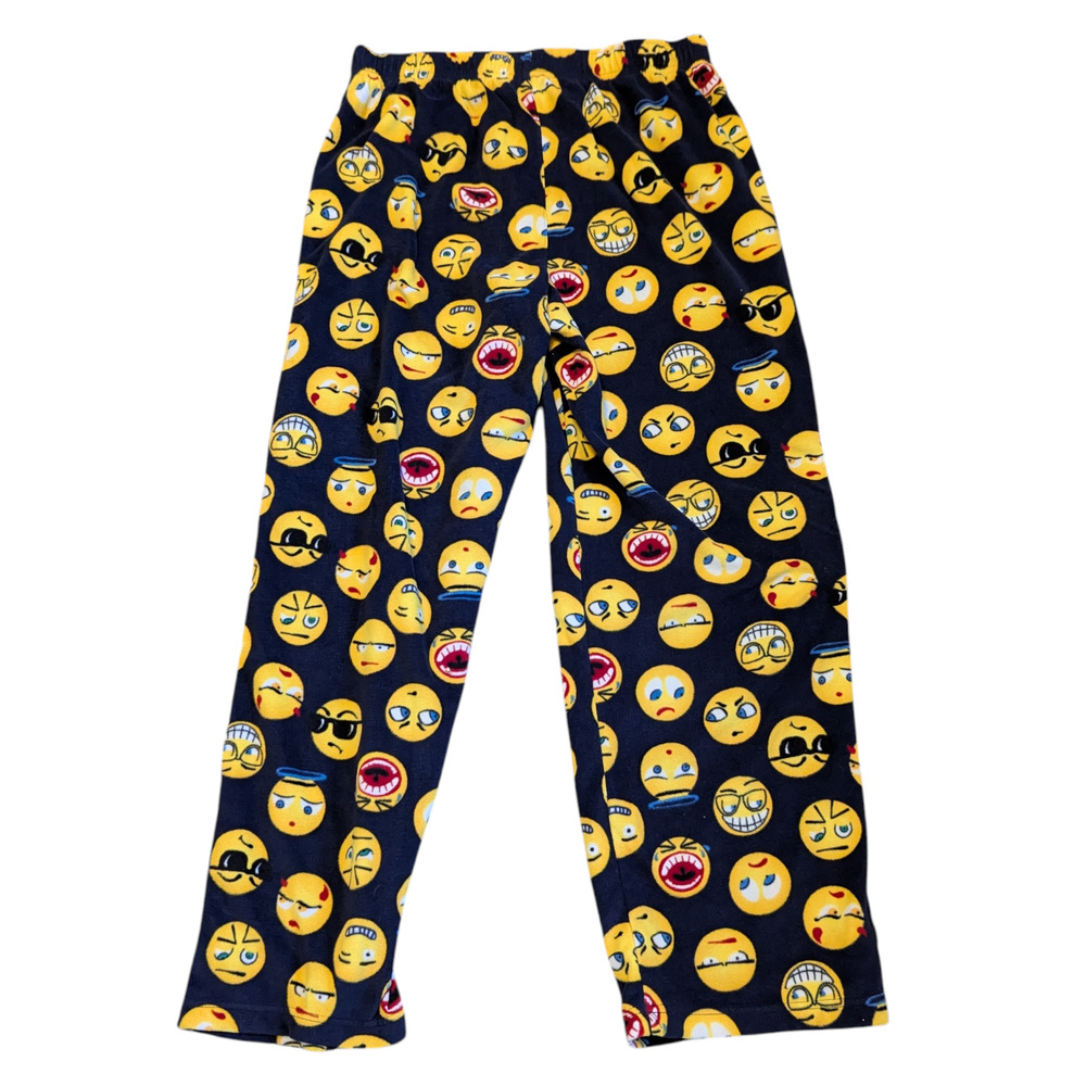 EMOJI Black Yellow Fleece Pajama Pants Cozy Loungewear Men's Size Medium
